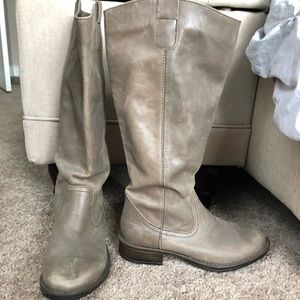 Gray Leather Boots